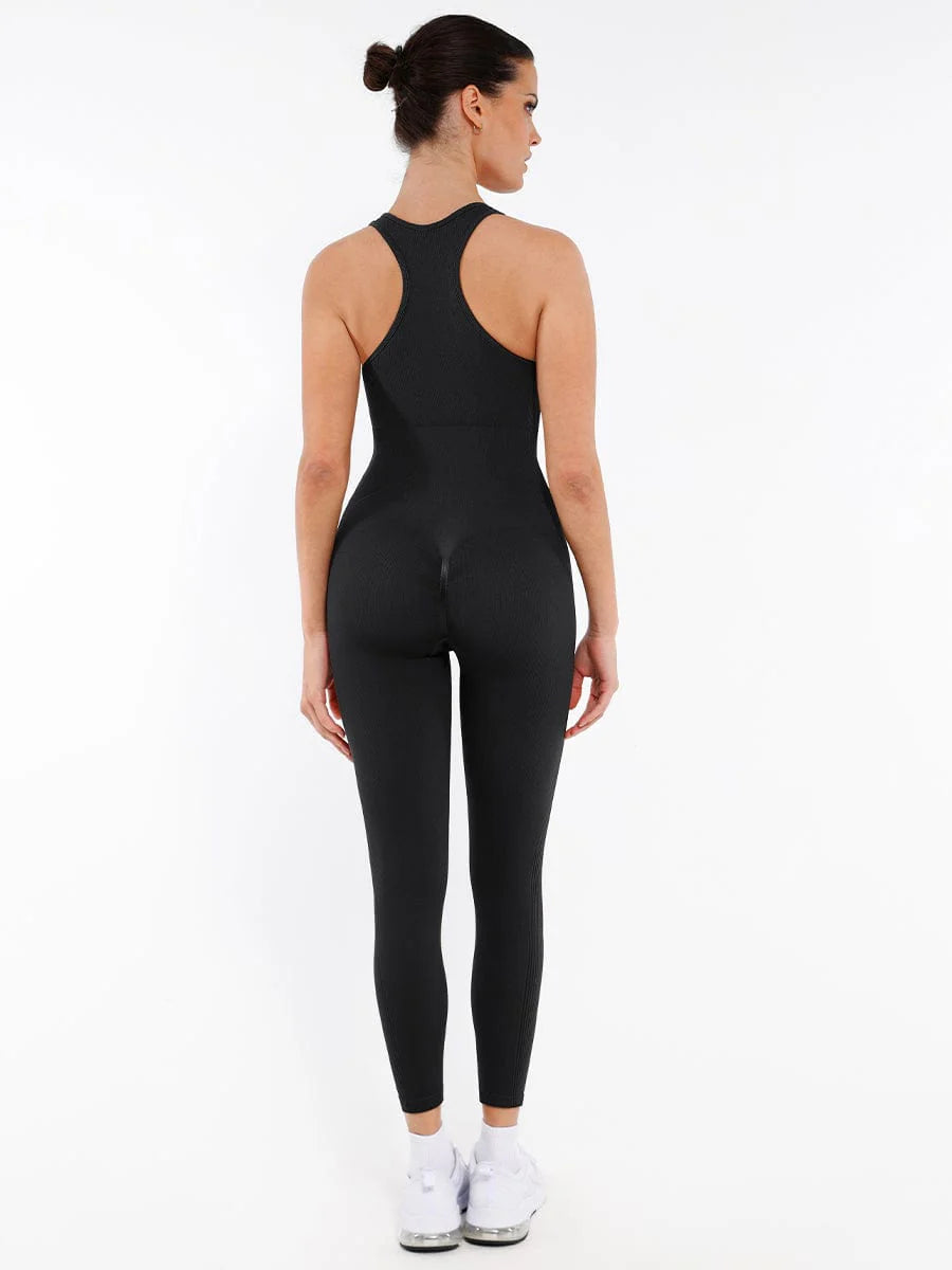 Seamless Zip-Front Racerback 2-in-1 Shaping Jumpsuit