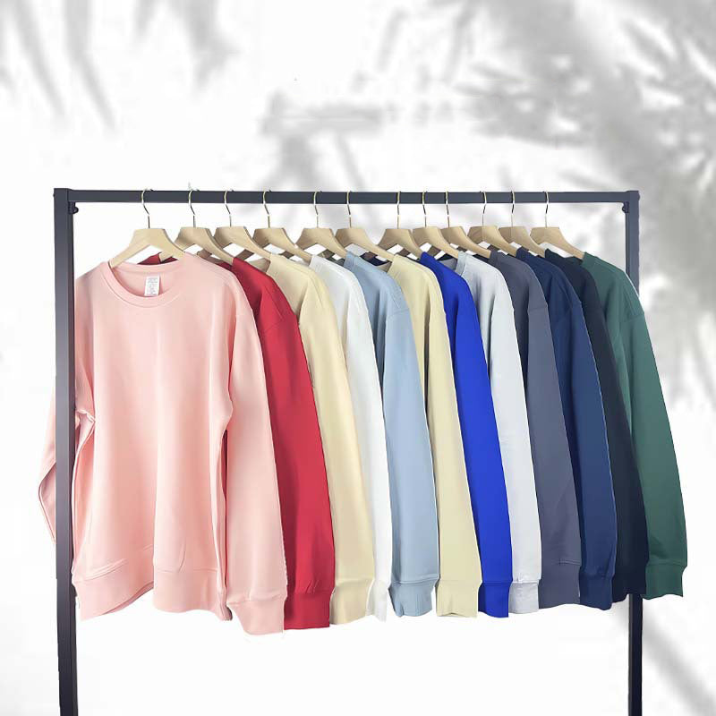 Solid Color 100% Cotton Crewneck Pullover