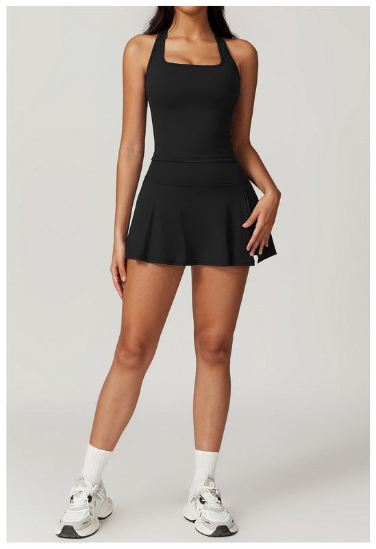 Tennis Skirt with Side Slit and Built-in Shorts