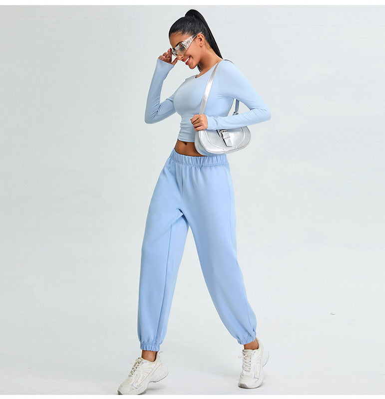 Yoga Long Sleeves Sports Top and Joggers Set