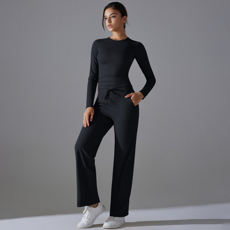 Yoga Set with Long Sleeve Top and Pants