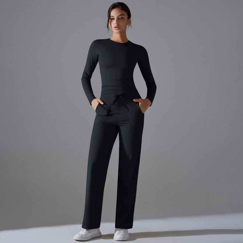 Yoga Set with Long Sleeve Top and Pants