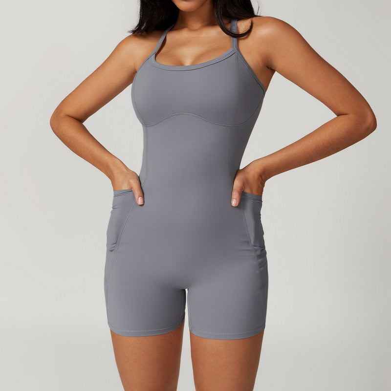 Modern Active Quick Dry Active Romper With Pockets