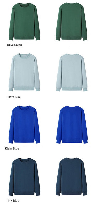 Solid Color 100% Cotton Crewneck Pullover