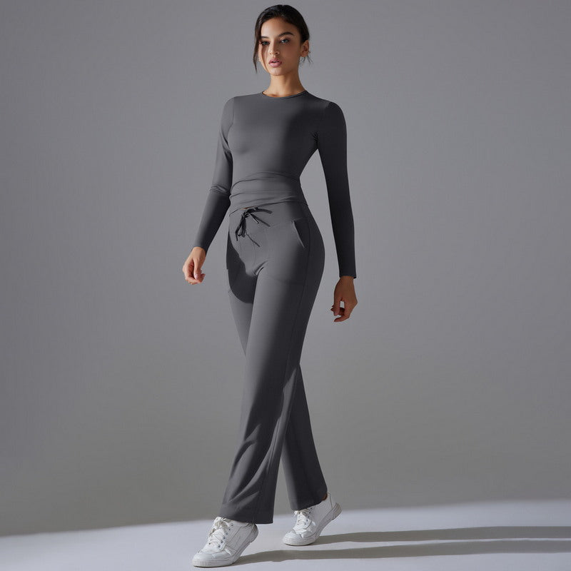 Yoga Set with Long Sleeve Top and Pants