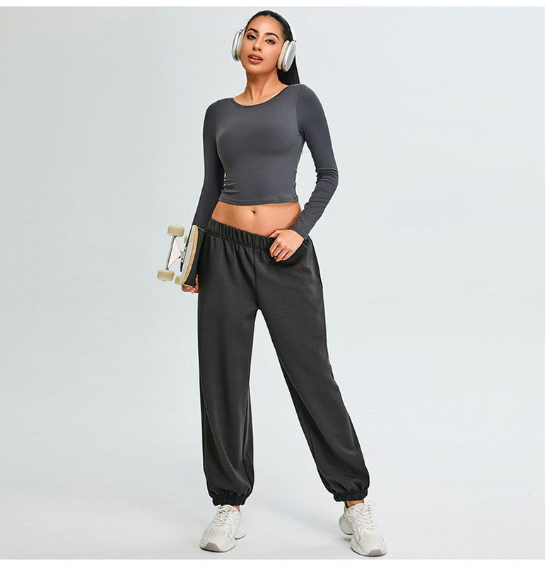 Yoga Long Sleeves Sports Top and Joggers Set