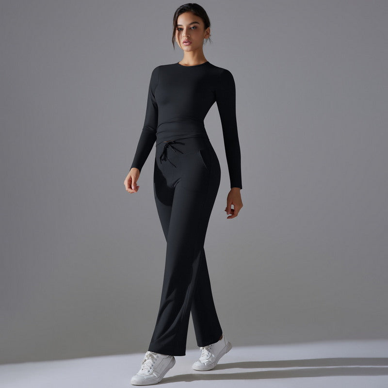 Yoga Set with Long Sleeve Top and Pants