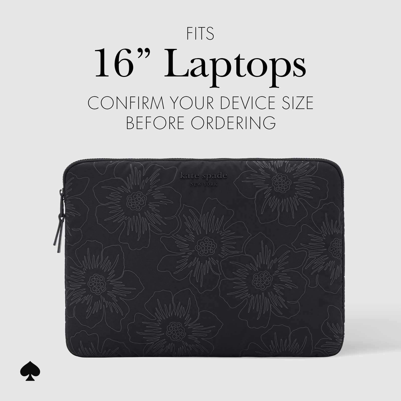 Kate spade new york Laptop Sleeve 16" Reverse Hollyhock: Reverse Hollyhock Black