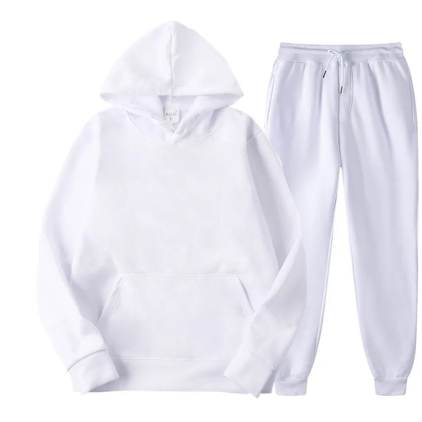 Modern Active Thick Cotton Hoodie and Joggers Set - Plus Size Men's Sport Sweatsuit