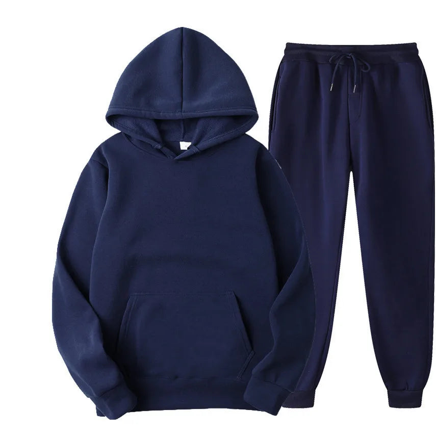 Modern Active Thick Cotton Hoodie and Joggers Set - Plus Size Men's Sport Sweatsuit