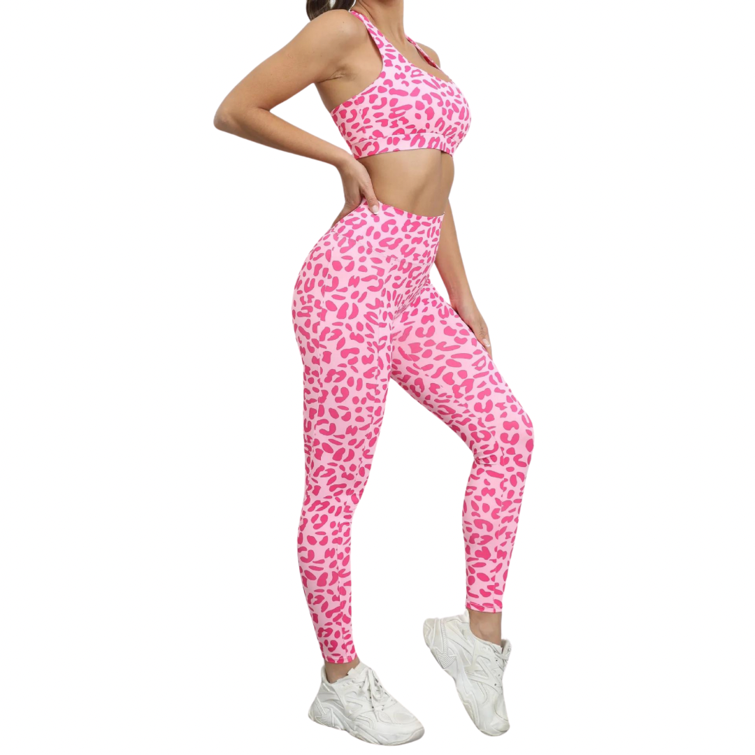 SafariSculp  Leopard Print Sport Bra and Seamless Legging Set for Active Chic - Modern Active