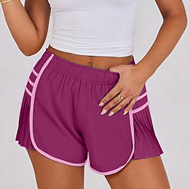 Modern Active High Waist Pleated Sports Shorts