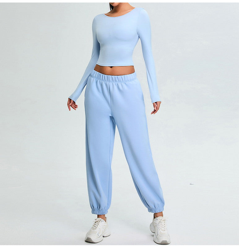 Yoga Long Sleeves Sports Top and Joggers Set