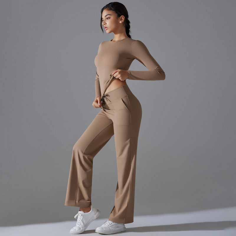 Yoga Set with Long Sleeve Top and Pants