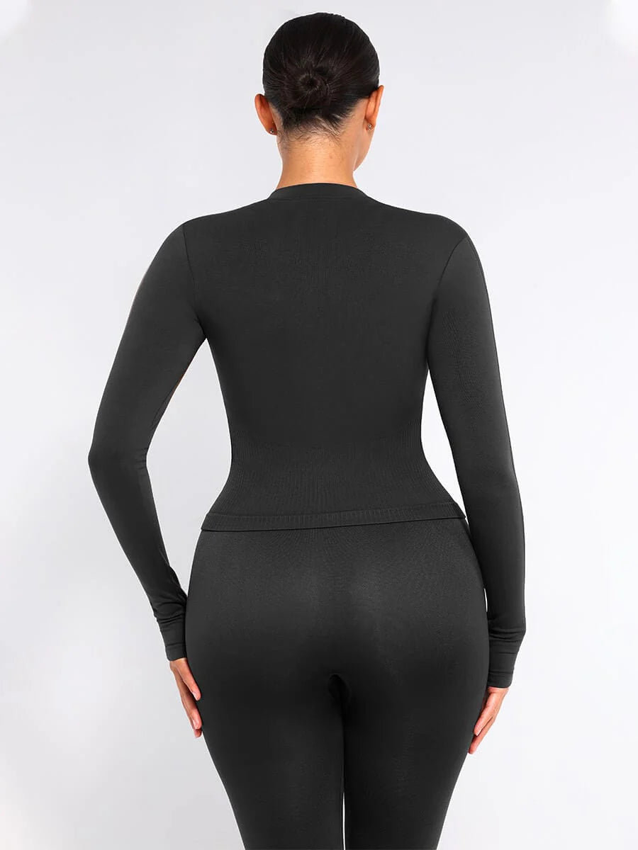 Seamless Full Zipper Running Top with Thumb Holes