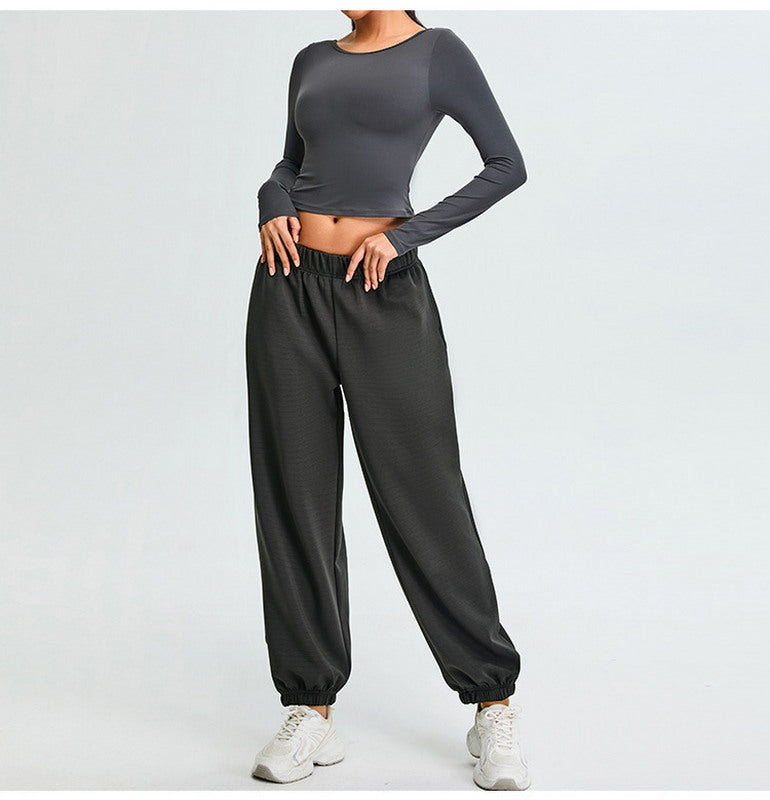 Yoga Long Sleeves Sports Top and Joggers Set