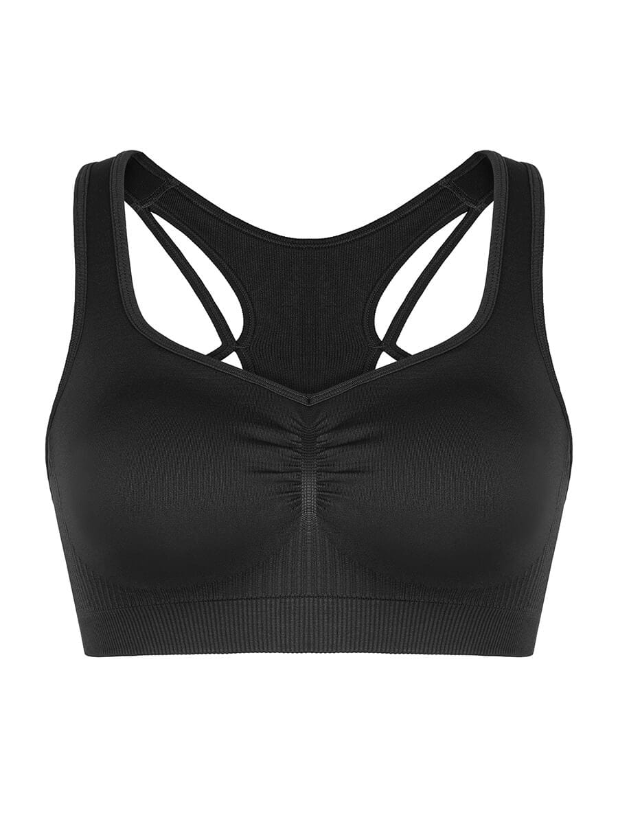 Seamless Bust Support Racerback Sports Bra with Removable Cups