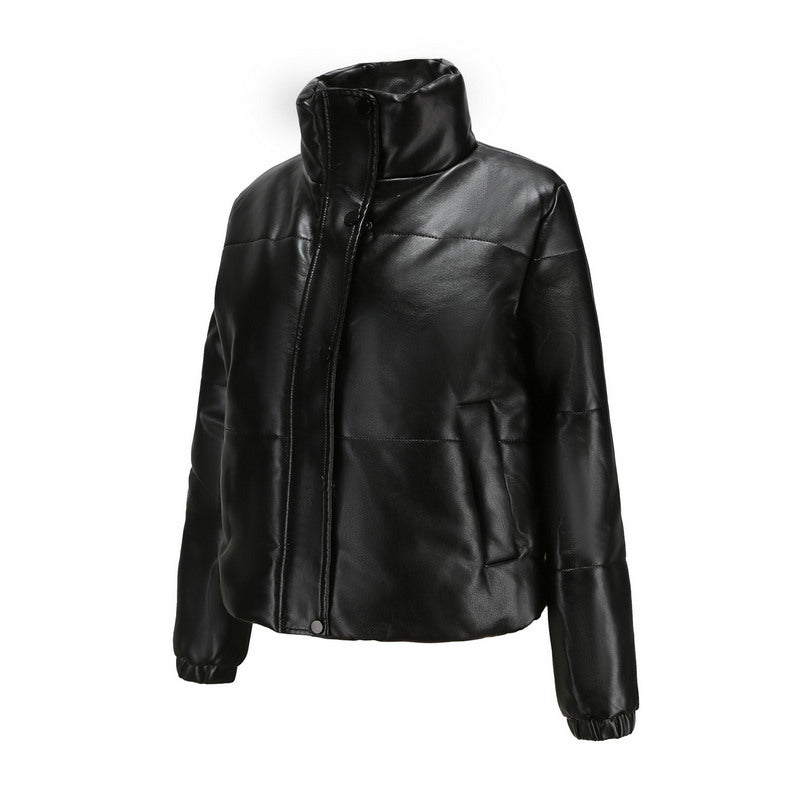 Chic PU Leather Padded Coat-Modern Active