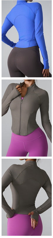 Seamless Zip-Up Long Sleeve Sports Top