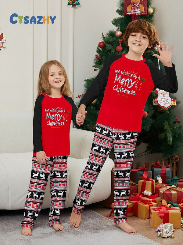 Matching Merry Christmas Reindeer Print Cozy and Festive Christmas Pajamas for the Whole Family