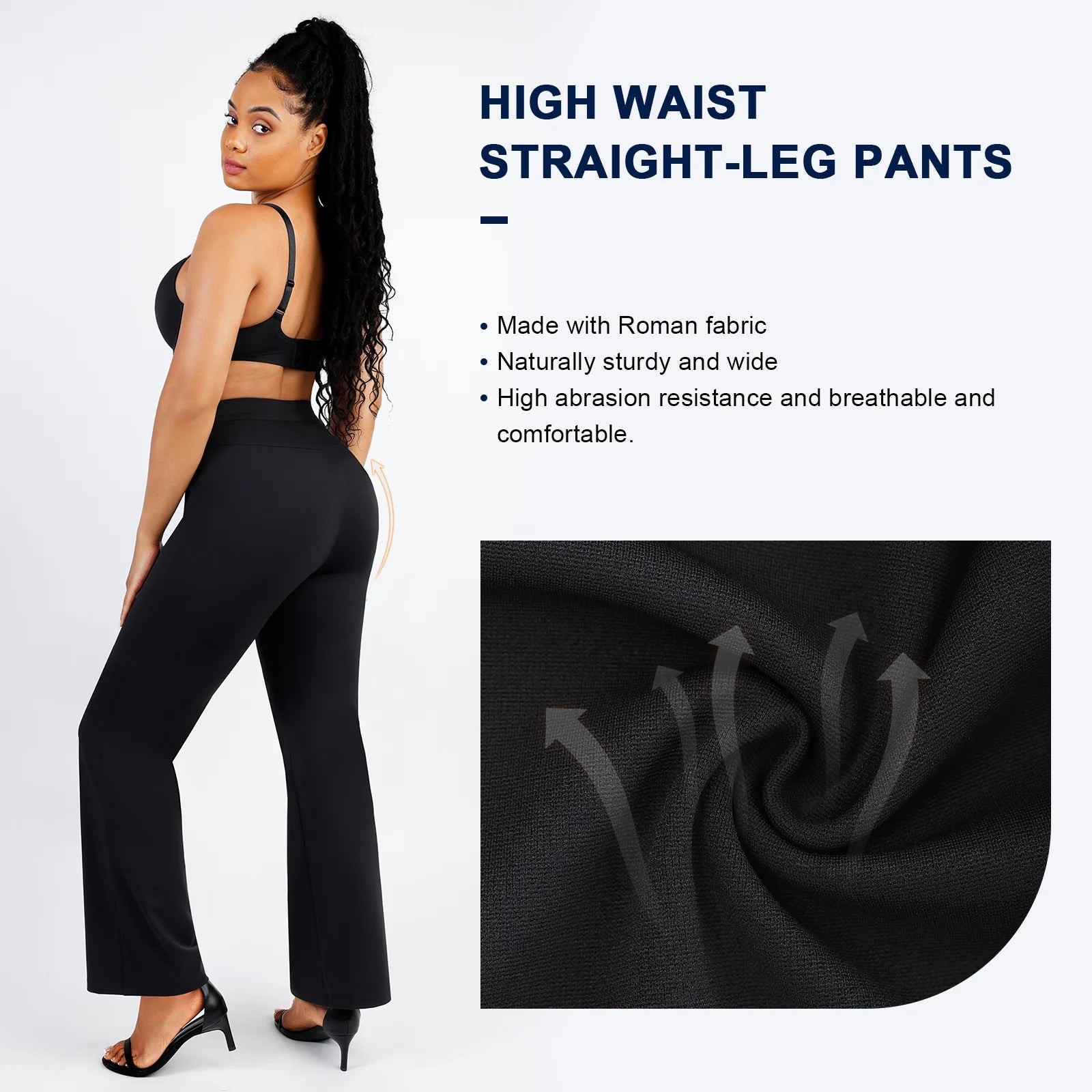 Waist Trimming Straight-Leg Pants with Built-in Shaping Shorts