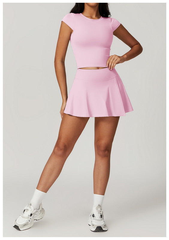 Tennis Skirt with Side Slit and Built-in Shorts