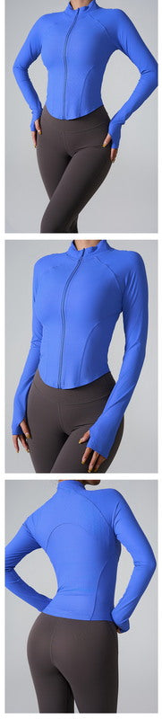 Seamless Zip-Up Long Sleeve Sports Top