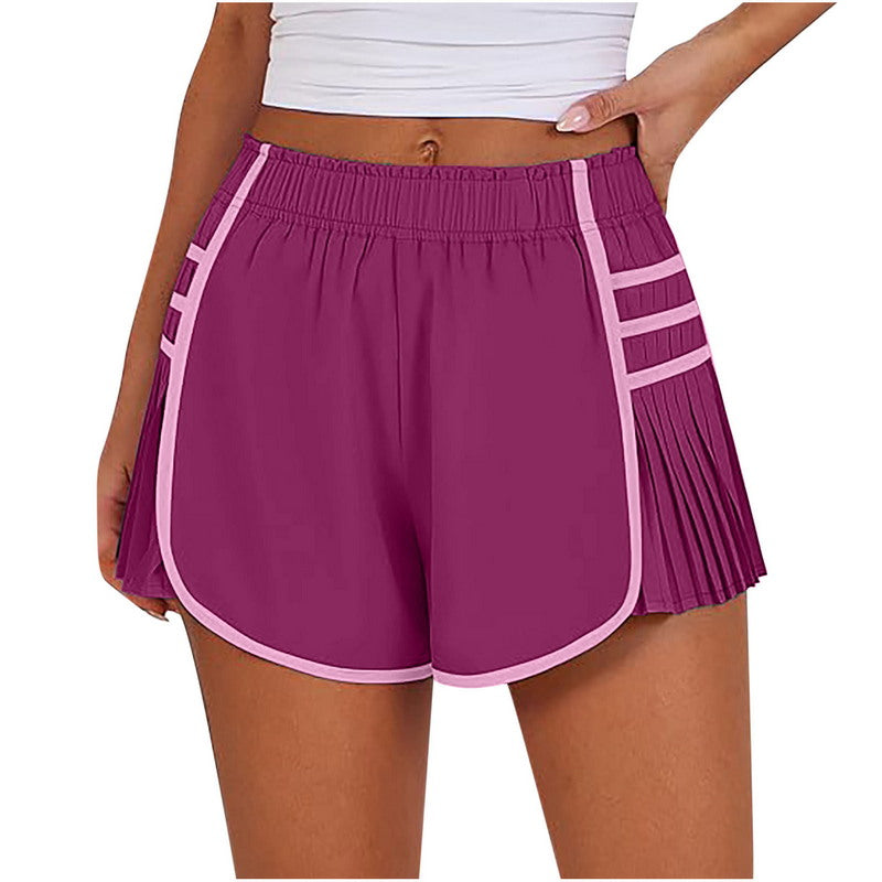 Modern Active High Waist Pleated Sports Shorts