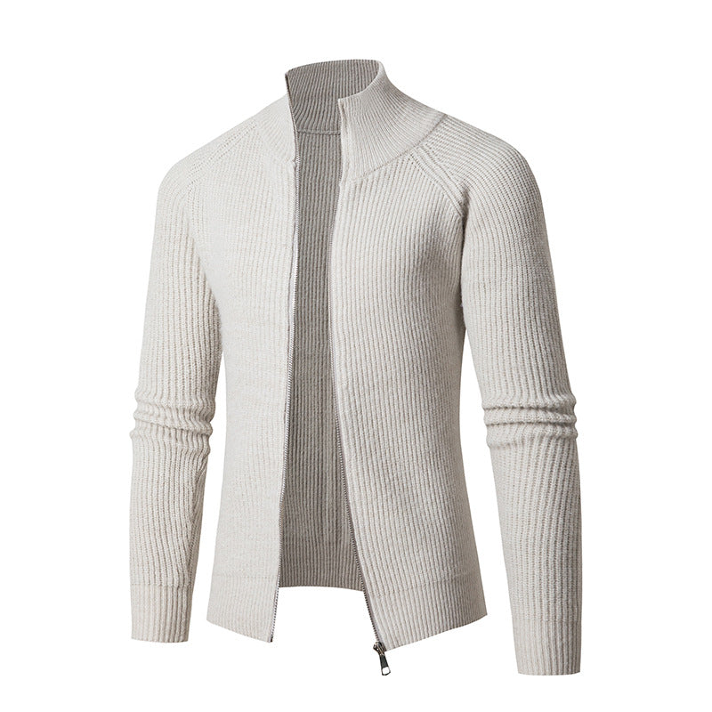 Classic Ribbed Full-Zip Knit Sweater