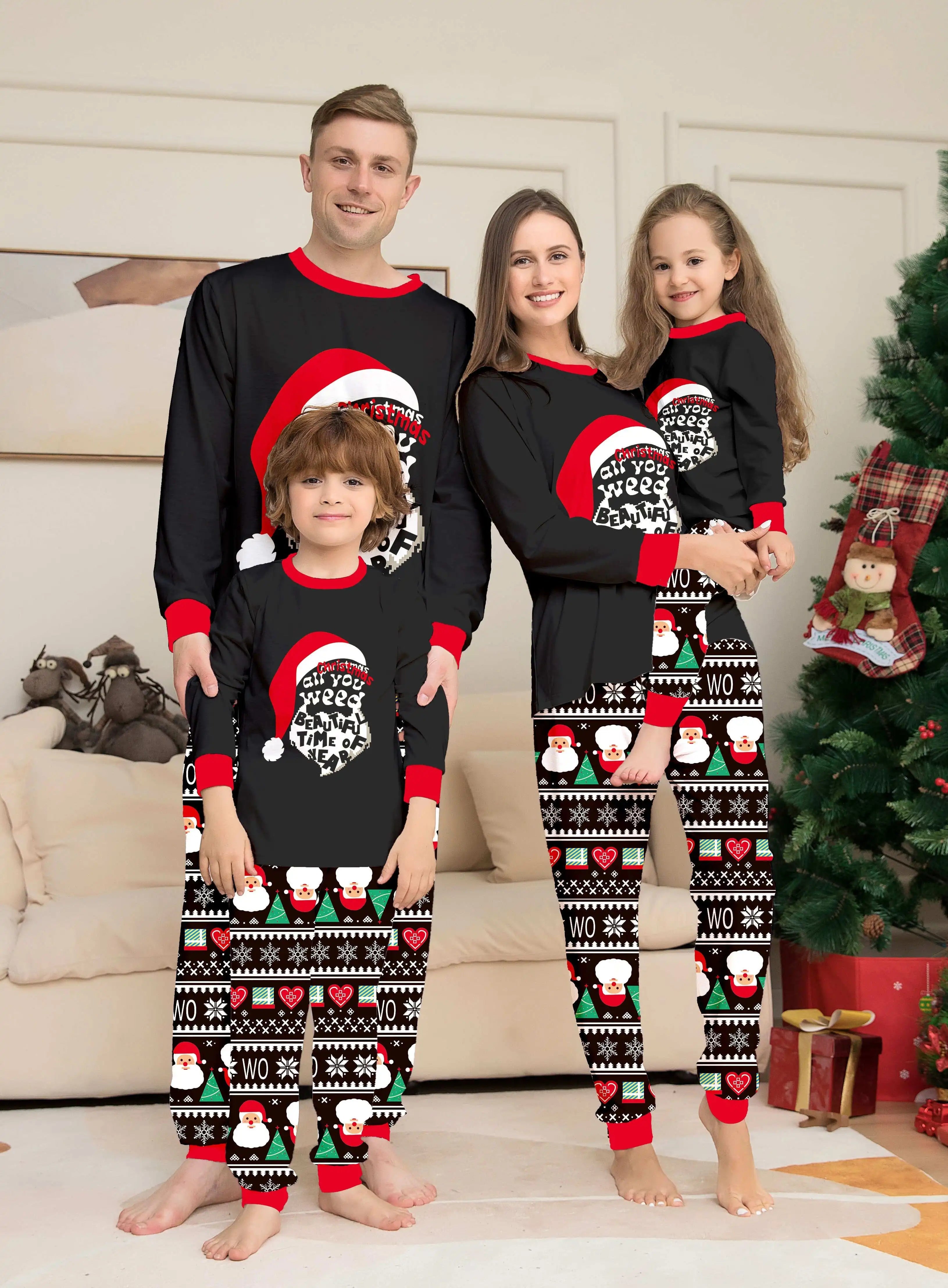 Matching Winter Santa Face Cozy and Festive Christmas Pajamas for the Whole Family