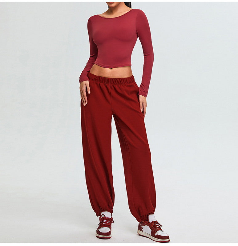 Yoga Long Sleeves Sports Top and Joggers Set