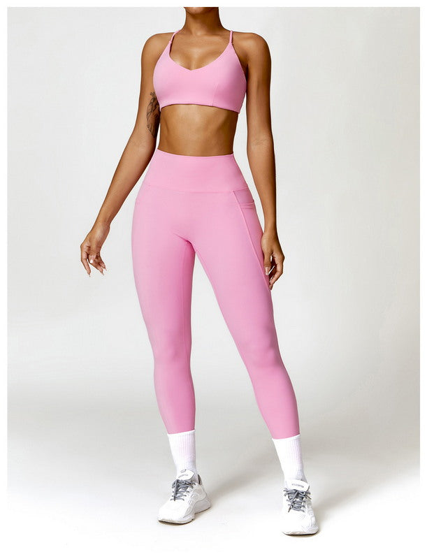 Modern Active Seamless 2-Piece Leggings  with Pockets Activewear Set