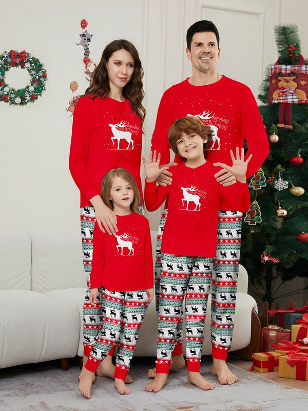 Matching Merry Christmas Reindeer Print Cozy and Festive Christmas Pajamas for the Whole Family