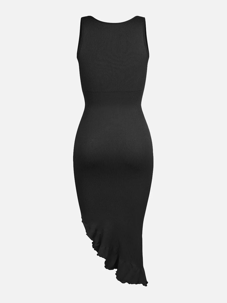 Seamless Sleeveless Waist-Shaping Dress with Ruffled Hem