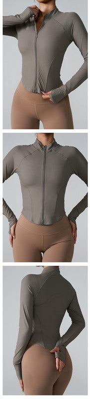 Seamless Zip-Up Long Sleeve Sports Top