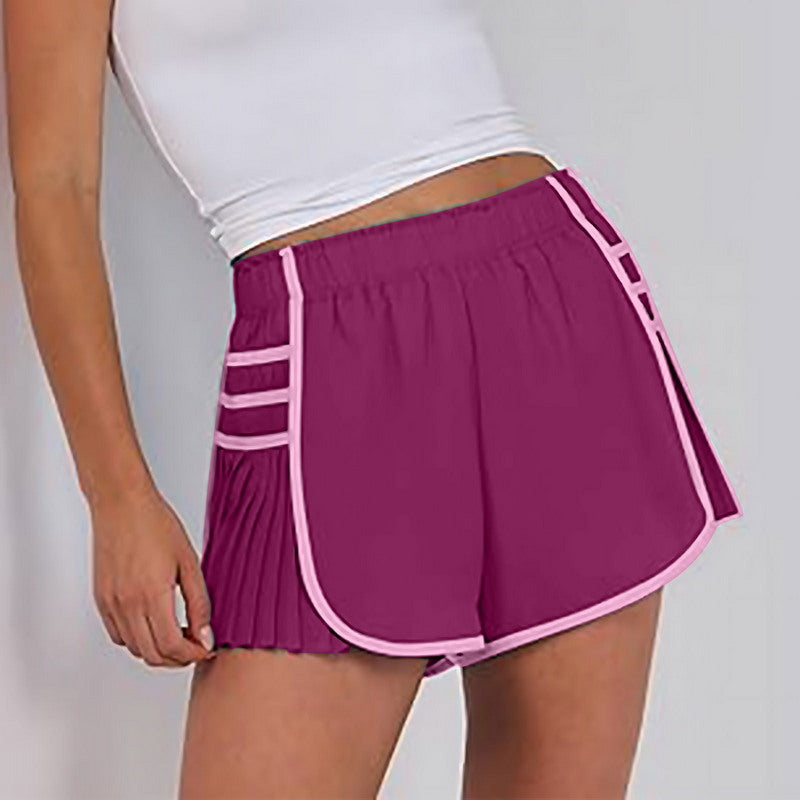 Modern Active High Waist Pleated Sports Shorts