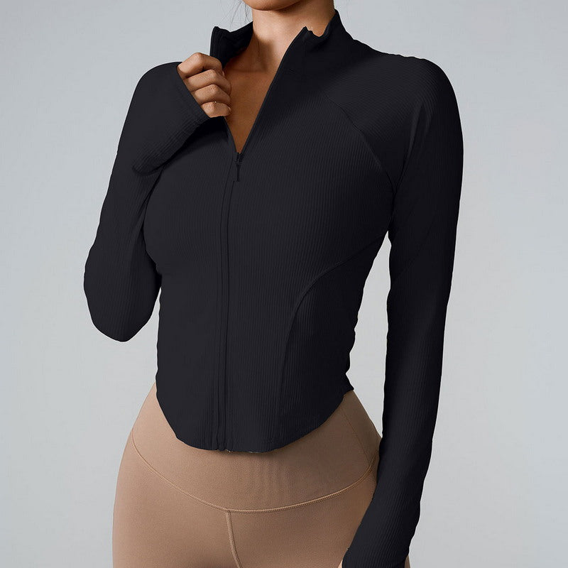 Seamless Zip-Up Long Sleeve Sports Top