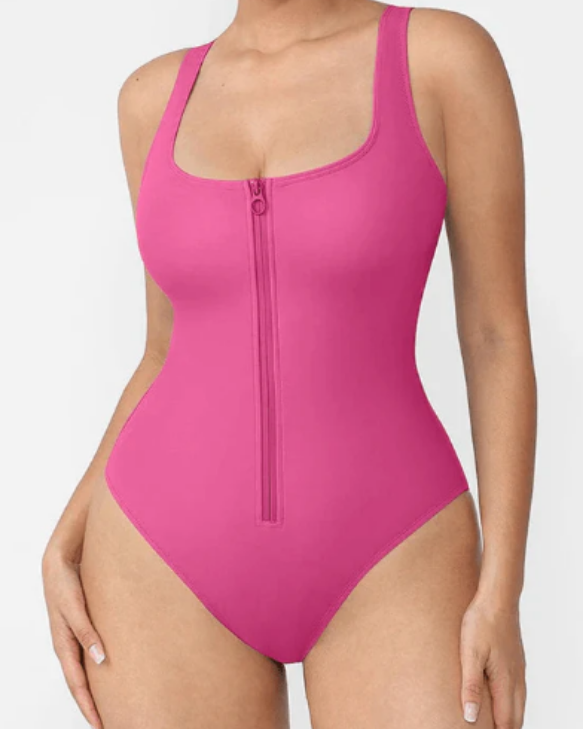 Modern Active Sculpting Zip Front One-Piece Swimsuit