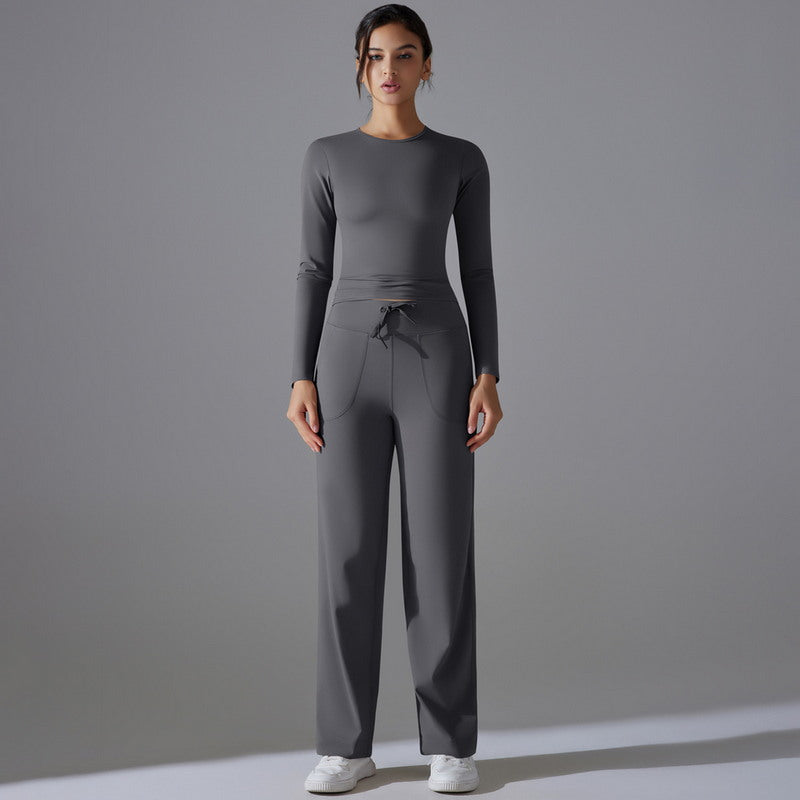 Yoga Set with Long Sleeve Top and Pants