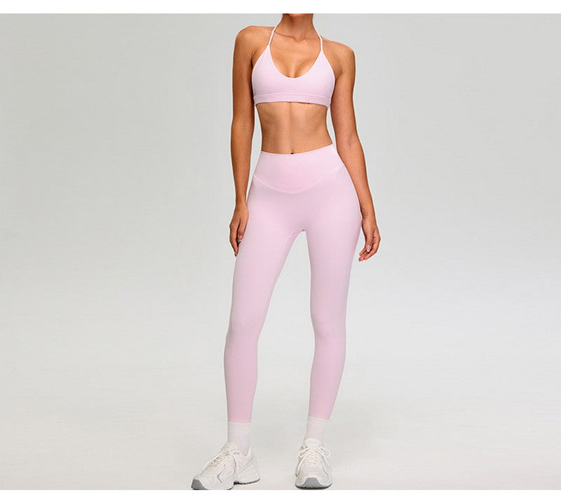 Sleek Yoga Sports Bra and High-Waisted Leggings Set