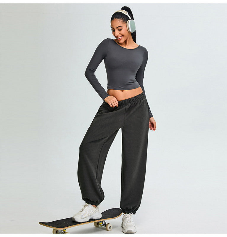 Yoga Long Sleeves Sports Top and Joggers Set