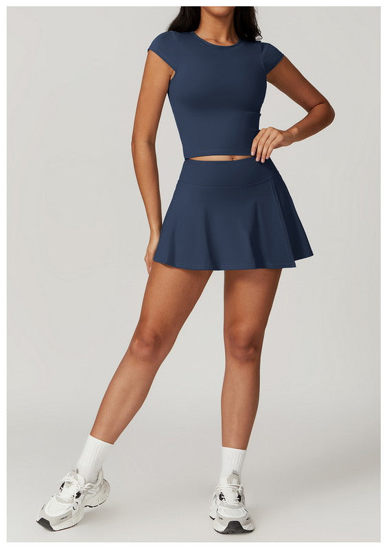 Tennis Skirt with Side Slit and Built-in Shorts