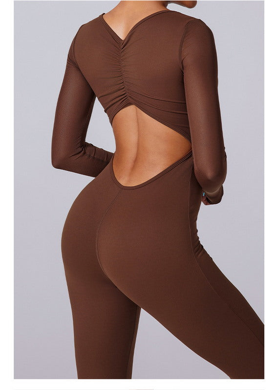 One-Piece Bodysuit with Pleated Back Detail