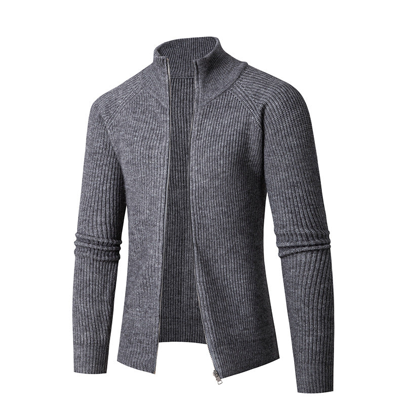 Classic Ribbed Full-Zip Knit Sweater