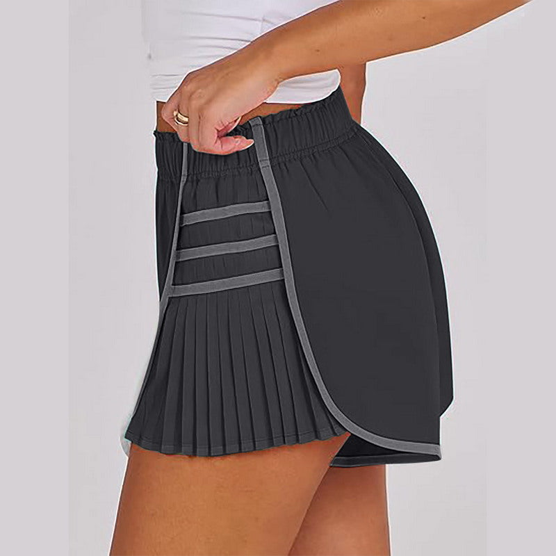 Modern Active High Waist Pleated Sports Shorts