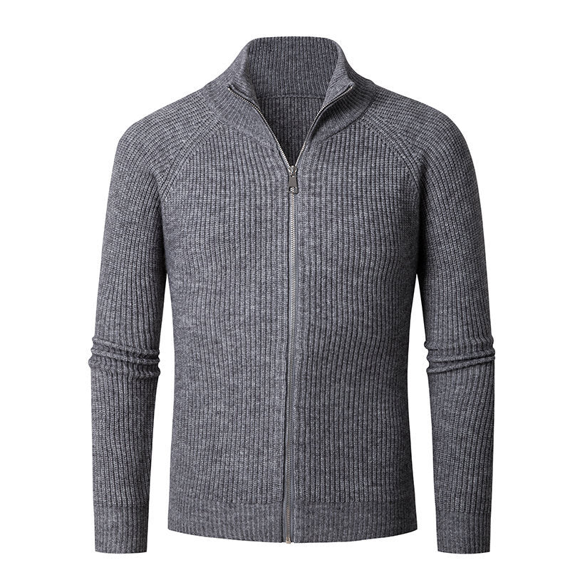 Classic Ribbed Full-Zip Knit Sweater