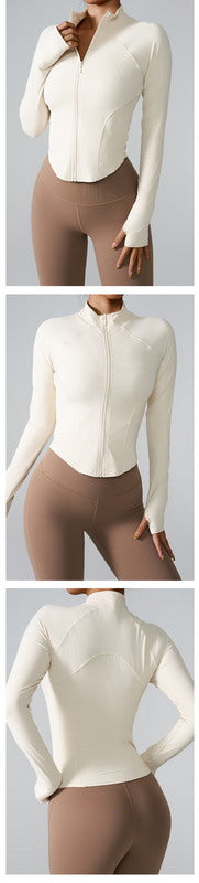 Seamless Zip-Up Long Sleeve Sports Top