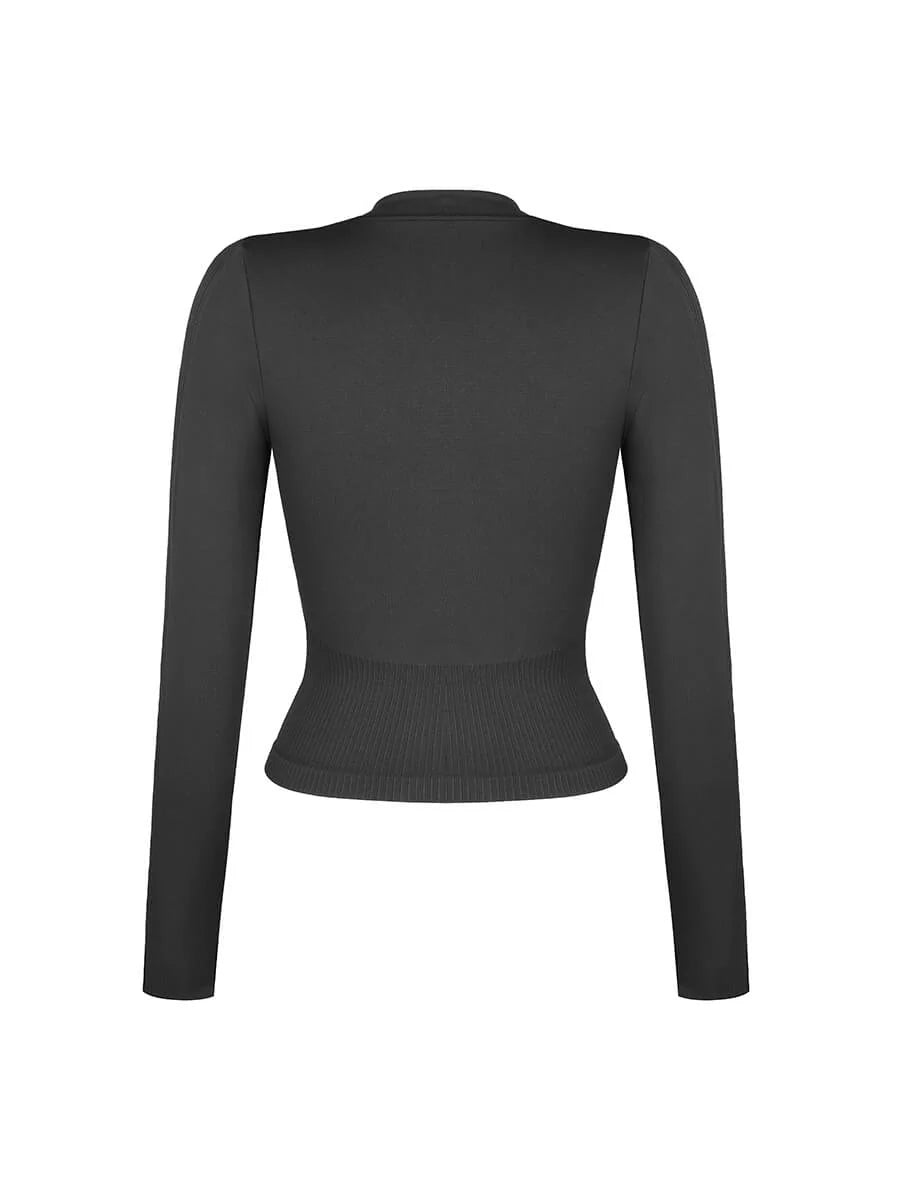 Seamless Full Zipper Running Top with Thumb Holes