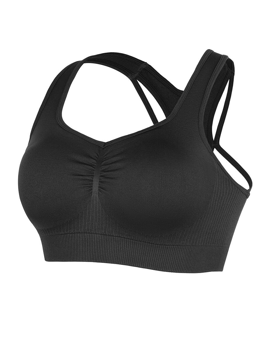 Seamless Bust Support Racerback Sports Bra with Removable Cups