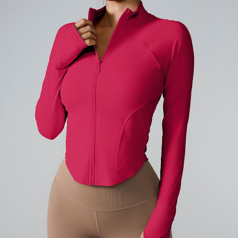 Seamless Zip-Up Long Sleeve Sports Top